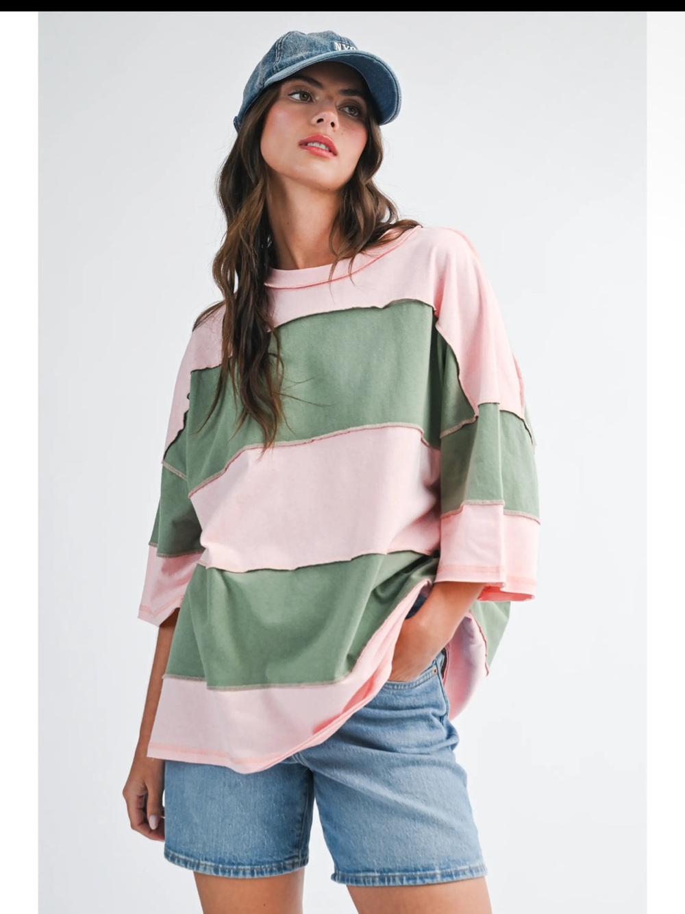 441. Patchwork patchwork short sleeve T-Shirt pink green
